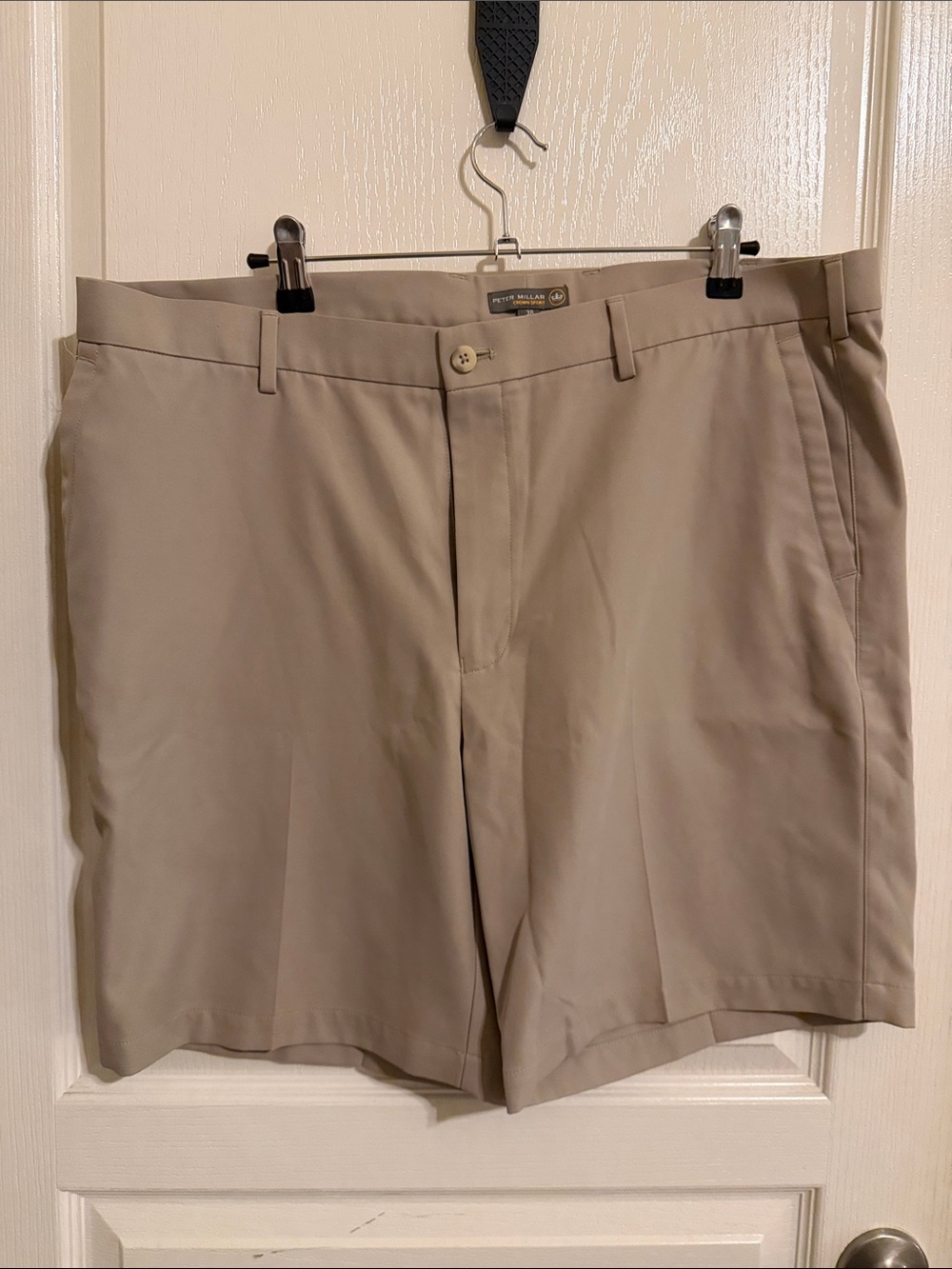 Peter Millar Khaki Flat-Front Menโs Shorts